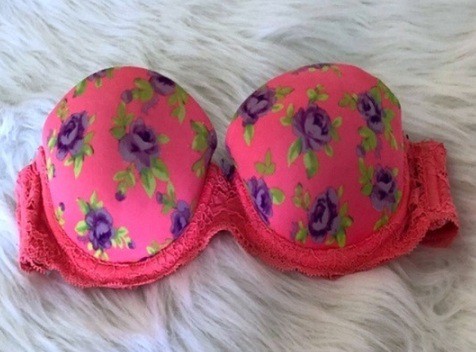 Pretty Print Pembe Çiçekli Askısız Sütyen Push Up