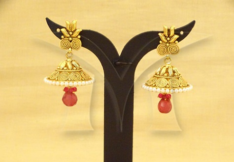 tapınak-mücevher-küpeler-tanrıça-lakshmi-madeni para-geleneksel-tapınak-küpe