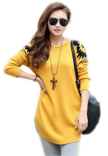 Šviesiai geltonos spalvos moteriškas megztinis moterims