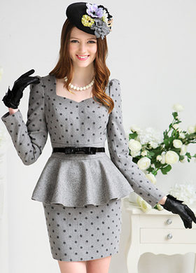 Polka Dot Peplum suknelė
