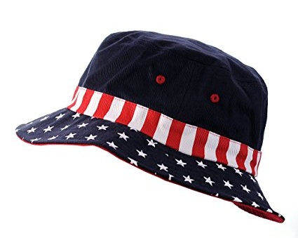 Amerikos patriotinių žvaigždžių ir juostelių kibirinės skrybėlės