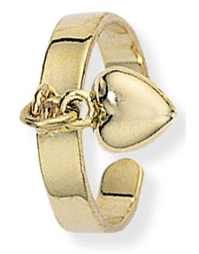 Auksinis pirštų žiedas su kabančia širdimi
