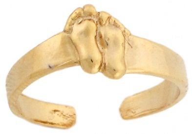 Dizainerio pėdų atspaudas 14 K aukso pirštų žiedas