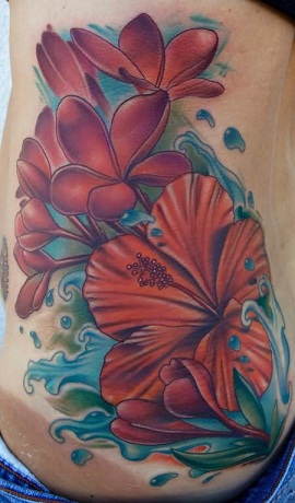 Hibiscus ir Plumeria tatuiruotė