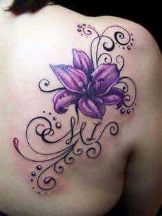 violetinės tatuiruotės dizainas