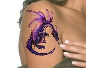 Violetinė drakono brūkšninė tatuiruotė