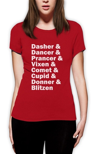 Ren Geyiği Listesi Kadınlar için Noel Tişörtü