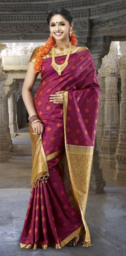 Pothys Sarees-Pothys Bordo Kanjeevaram İpek Saree 8
