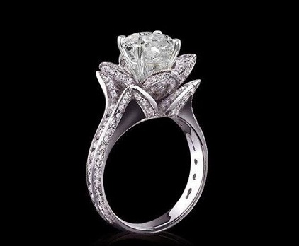 Dizainerio rožių gėlių plytelės deimantinis vestuvinis žiedas