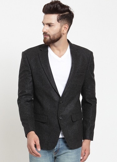 Erkek Siyah Yün Blazer