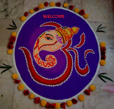 Ganesh Rangoli dizainas su taškais