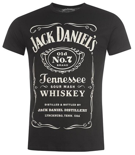 Düz Black Jack Daniel Baskılı Erkek T-Shirt