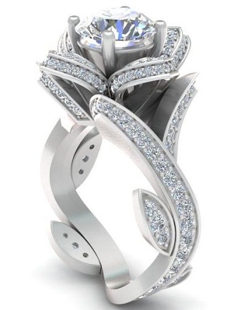 Rožinio dizaino platinos deimantinis žiedas