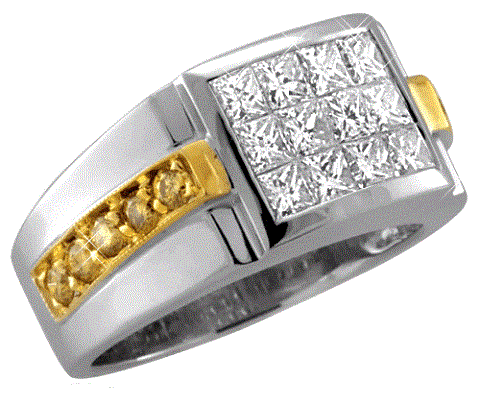 Platininis deimantinis žiedas su auksu