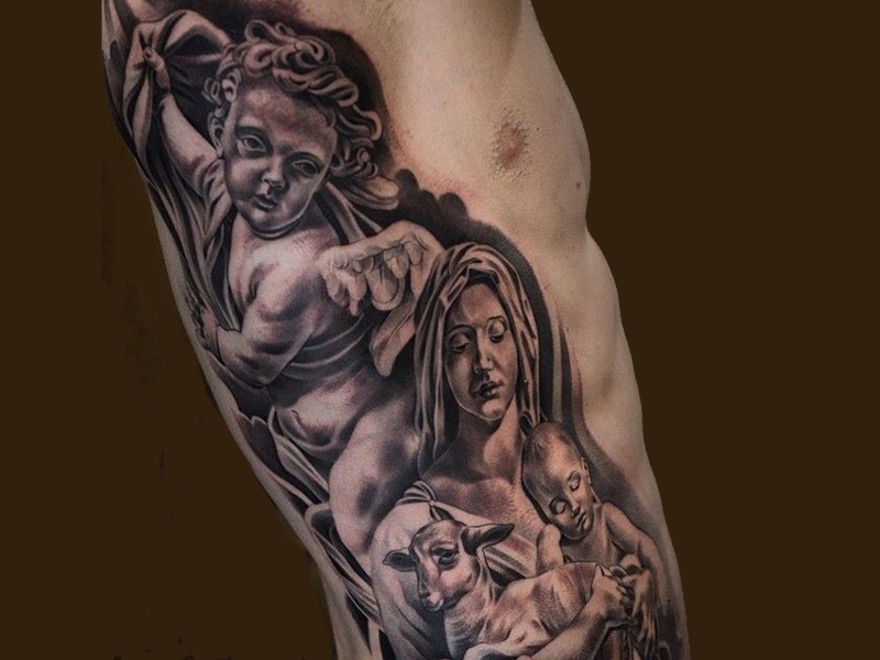 Dvasinių Mergelės Marijos tatuiruočių dizaino idėjos
