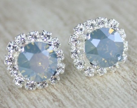 Dulkėti mėlyni deimantiniai auskarai moterims
