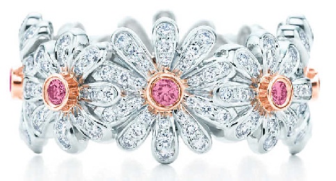 Daisy žiedas su rožiniu deimantu
