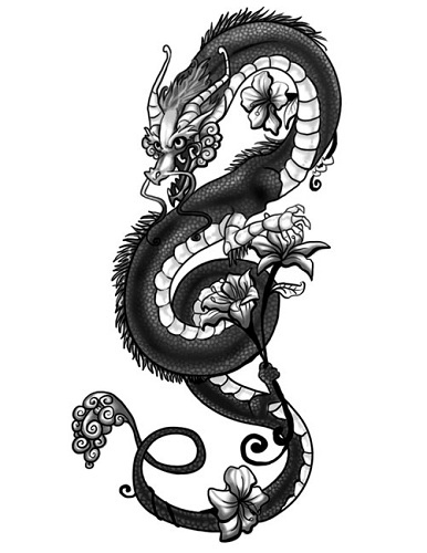 Nuostabus gotikinis drakono tatuiruotės dizainas