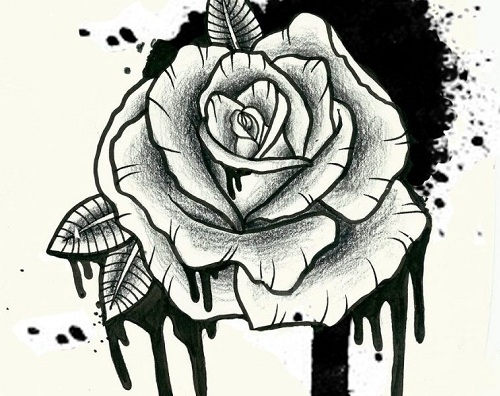 Įspūdingas rožių tatuiruotės dizainas gotikoje