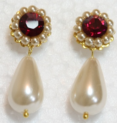 Rubino perlų auskarai moterims