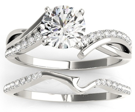 Skaldyto koto vestuvinių deimantinių žiedų rinkinys