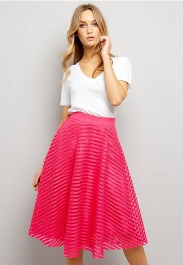 Rožinis tinklelis „Midi“ sijonas