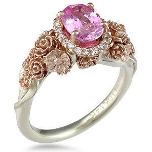 Rožinis deimantinis vestuvinis žiedas