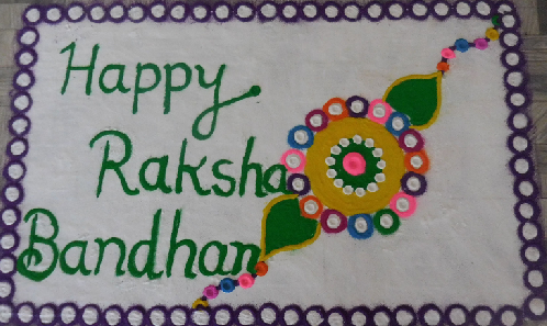 Specialus Rangolis susiburti Raksha Bandhan