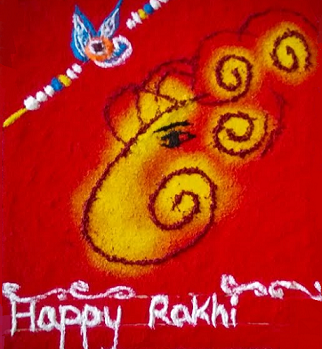 Ganesha Rangoli apie Raksha bandhan