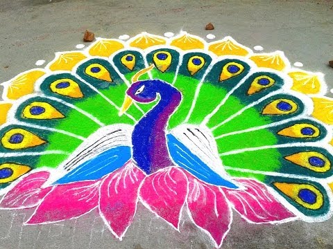 Hindu Rangoli Tasarımları - Tavus Kuşu Günü Kurtarır