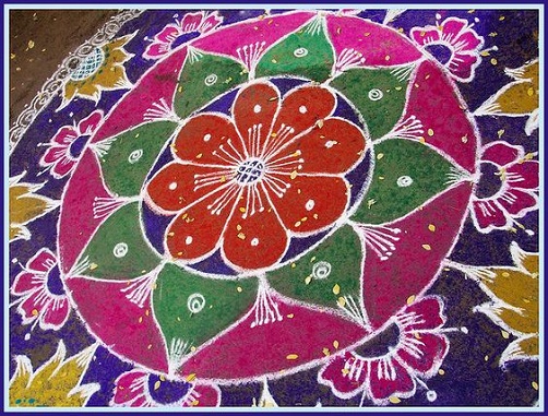 Hindu Rangoli dizainas - išsamus Rangoli dizainas