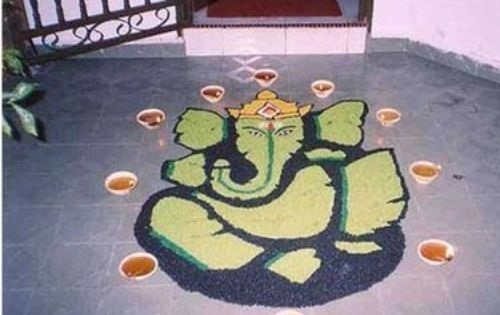 Hindu Rangoli Tasarımları - Ganesha Rangoli Tasarımı