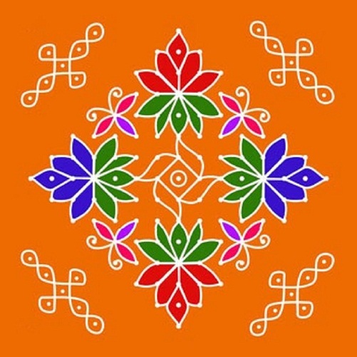 Hindu Rangoli dizainas - punktyrinis Rangoli dizainas