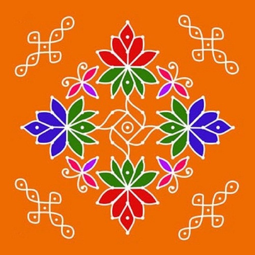 Hindu Rangoli Tasarımları - Noktalı Rangoli Tasarımı