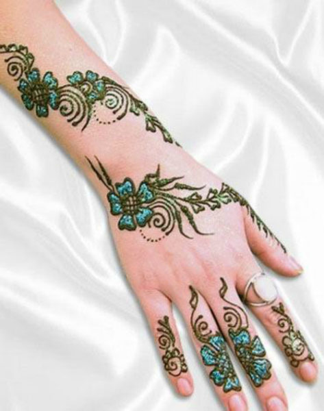 Yeşil Glitter Mehandi Tasarımları