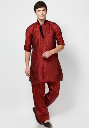 Maroon Slim Fit Kurta pižama