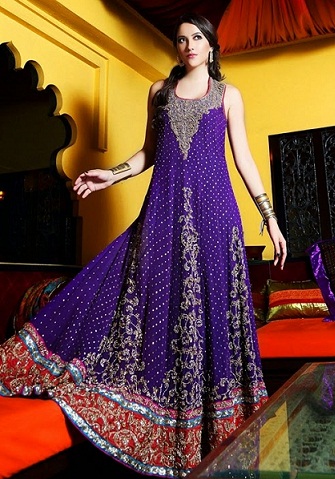 Purpurinės Mehandi suknelės dizainas