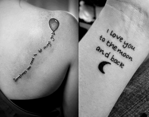 Moteriška tatuiruotė su citata