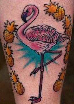 Tradicinis „Flamingo“ tatuiruotės dizainas