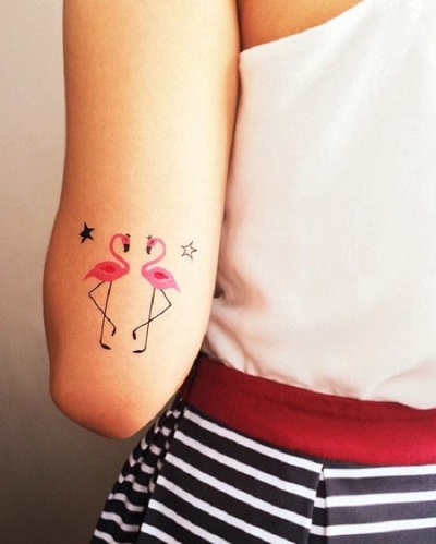 Poros „Flamingo“ tatuiruotės dizainas