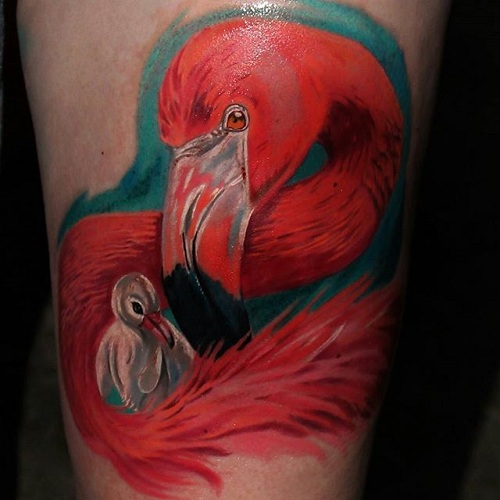 Širdį liečiantis flamingo tatuiruotės dizainas