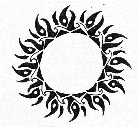 Keltų genties saulės tatuiruotės dizainas