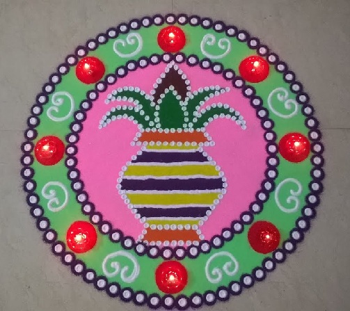 „Diwali“ ypatingas „Rangoli“ dizainas