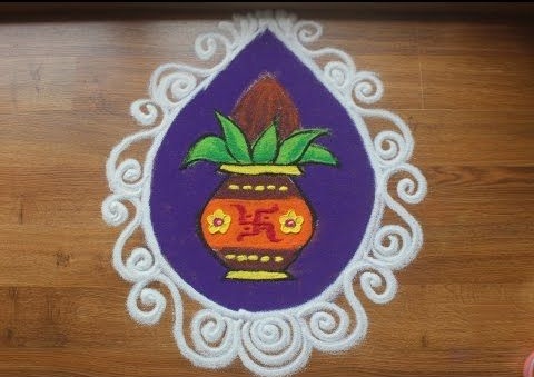 „Diwali“ specialus „Kalash Rangoli“ dizainas