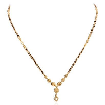 Siyah Boncuk - Altın Kolyeli Altın Top Mangalsutra