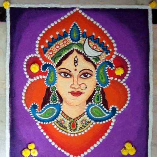 Durga Puja Rangoli - Festival Rangoli Tasarımları