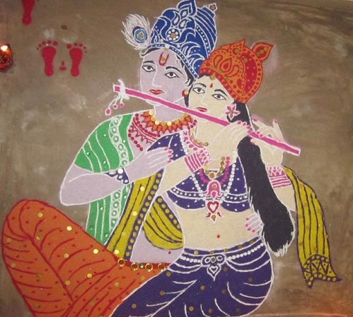 Krishna Rangoli - Festival Rangoli Tasarımları