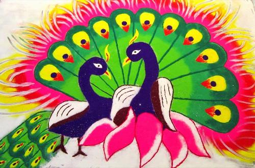 Hindistan Tavus Kuşu Rangoli Tasarım 2
