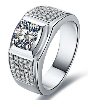 Deimantinis sidabrinis vestuvinis žiedas vyrams