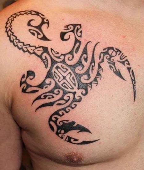 Skorpiono genčių tatuiruočių dizainas 1
